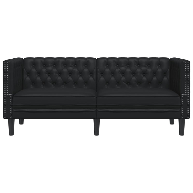 vidaXL Chesterfield Sofa 2-Seater Black Faux Leather