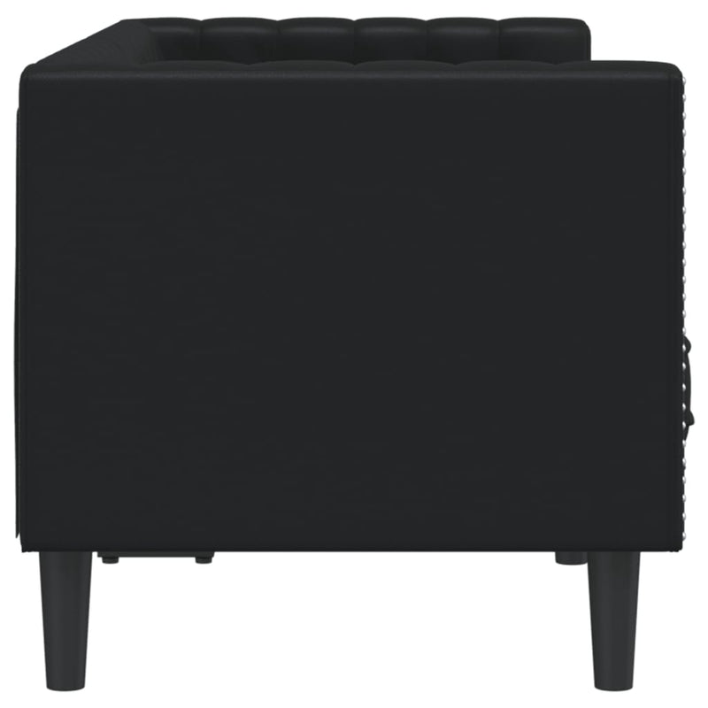 vidaXL Chesterfield Sofa 2-Seater Black Faux Leather