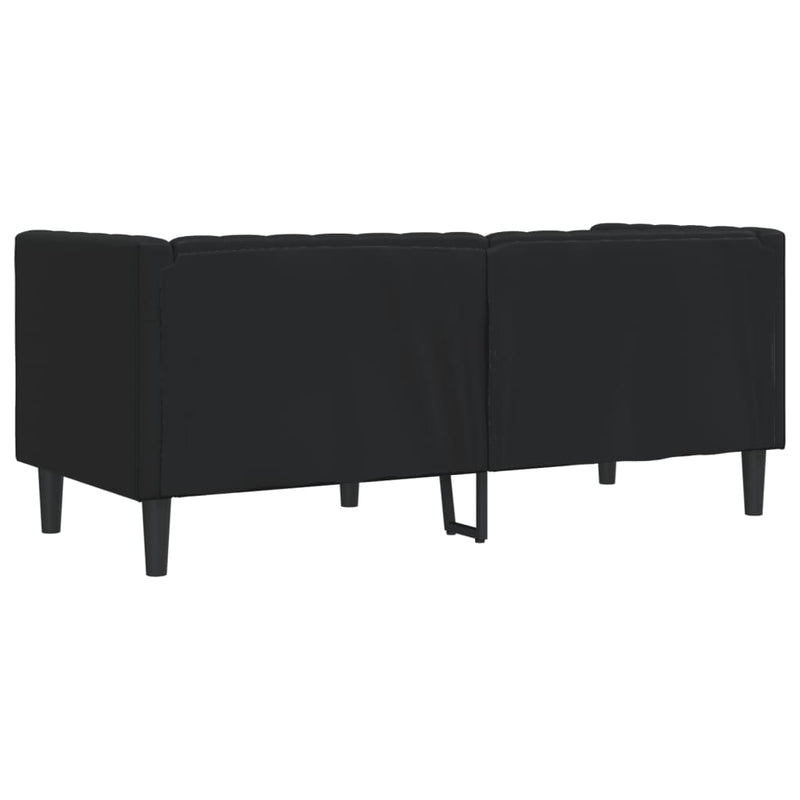 vidaXL Chesterfield Sofa 2-Seater Black Faux Leather