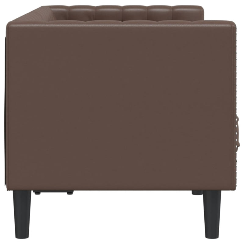 vidaXL Chesterfield Sofa 2-Seater Brown Faux Leather