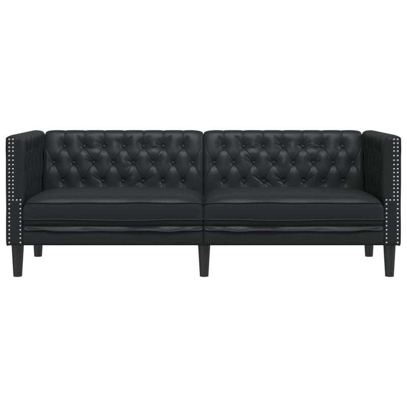 vidaXL Chesterfield Sofa 3-Seater Black Faux Leather