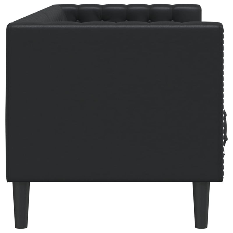 vidaXL Chesterfield Sofa 3-Seater Black Faux Leather