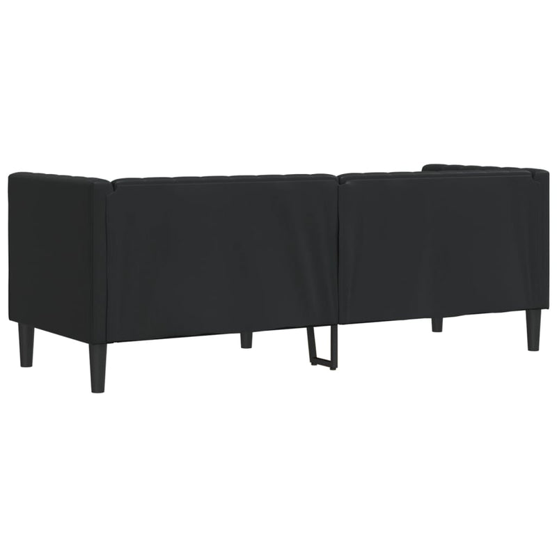 vidaXL Chesterfield Sofa 3-Seater Black Faux Leather