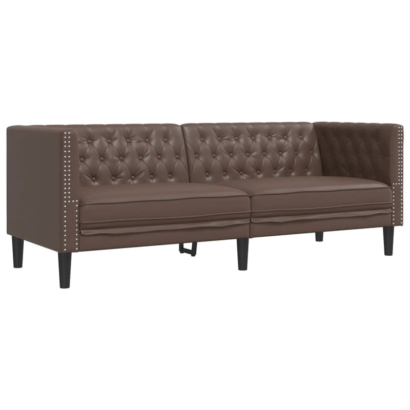 vidaXL Chesterfield Sofa 3-Seater Brown Faux Leather