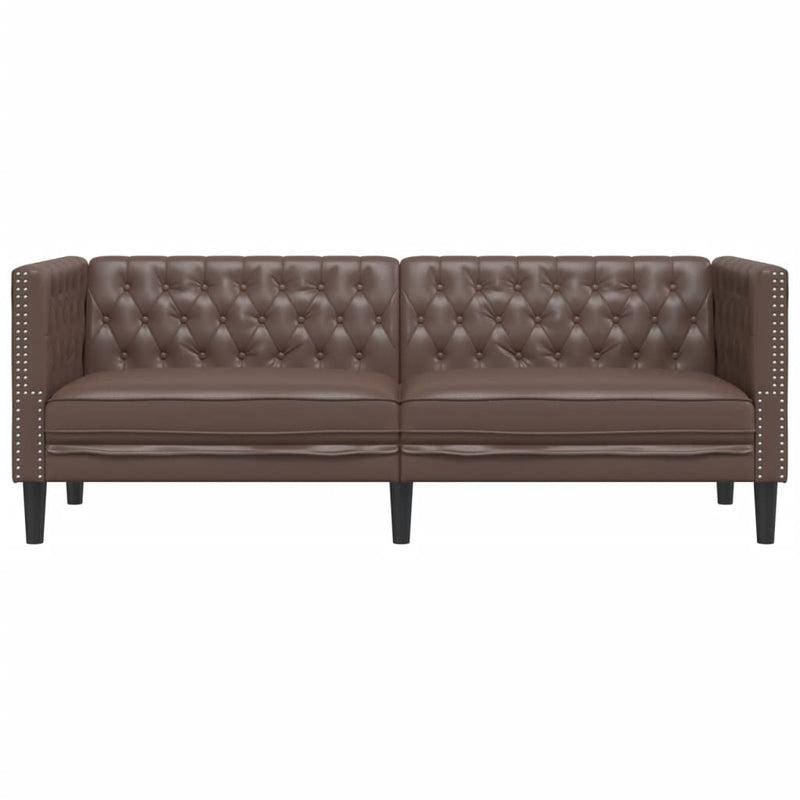 vidaXL Chesterfield Sofa 3-Seater Brown Faux Leather