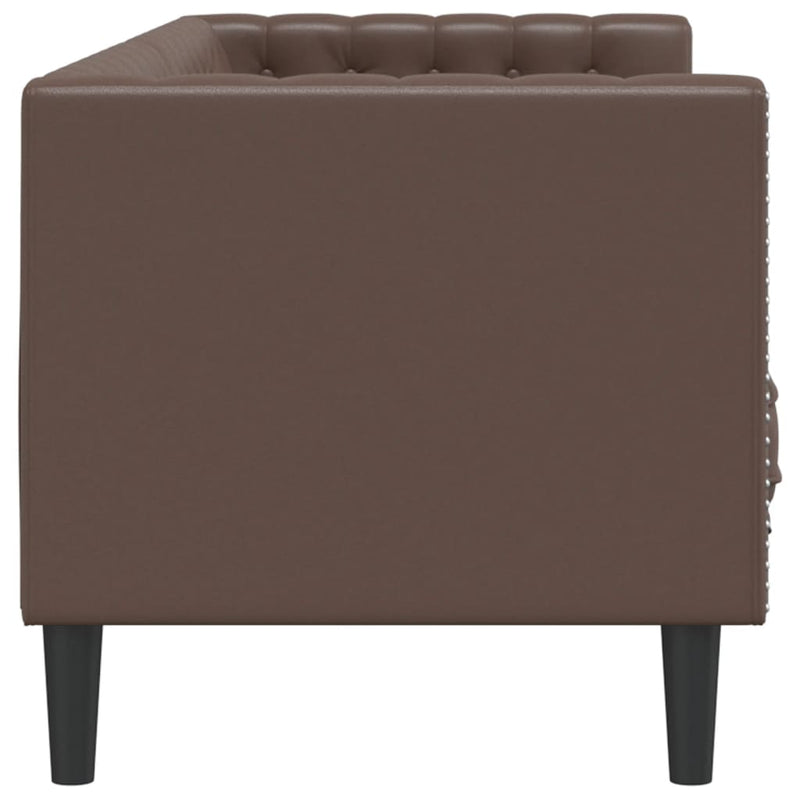 vidaXL Chesterfield Sofa 3-Seater Brown Faux Leather