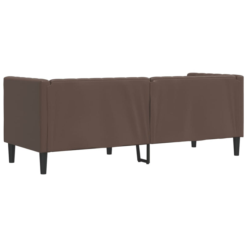vidaXL Chesterfield Sofa 3-Seater Brown Faux Leather