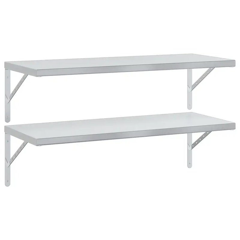 Wall Shelves 2 pcs 100x40 cm Silver Stainless Steel