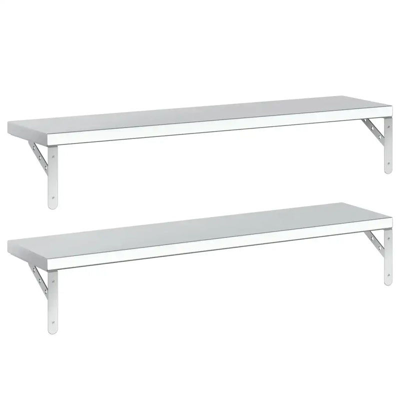 Wall Shelves 2 pcs 100x23.5 cm Silver Stainless Steel