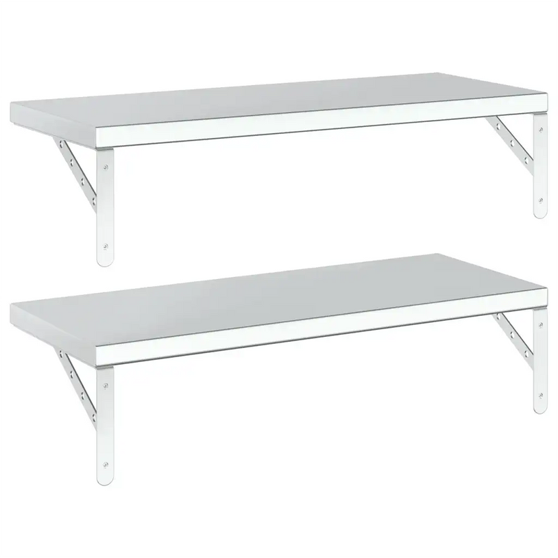 Wall Shelves 2 pcs 75x30 cm Silver Stainless Steel