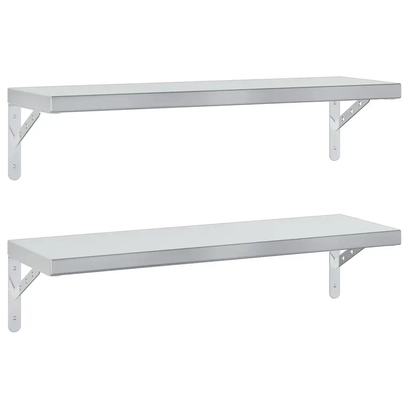 Wall Shelves 2 pcs 75x23.5 cm Silver Stainless Steel