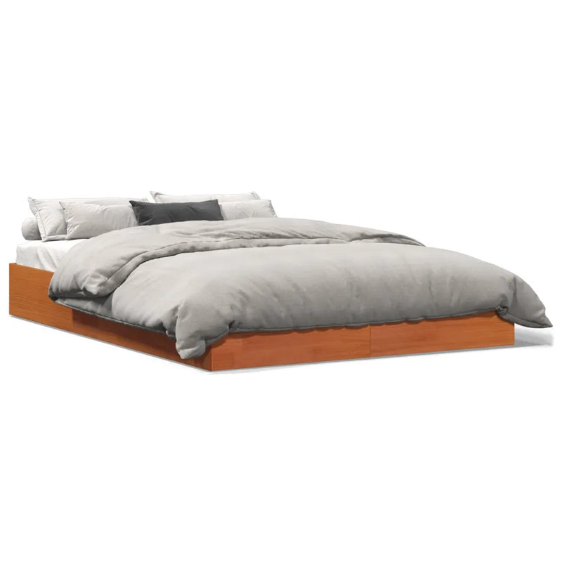 Bed Frame without Mattress Wax Brown 150x200 cm Solid Wood Pine