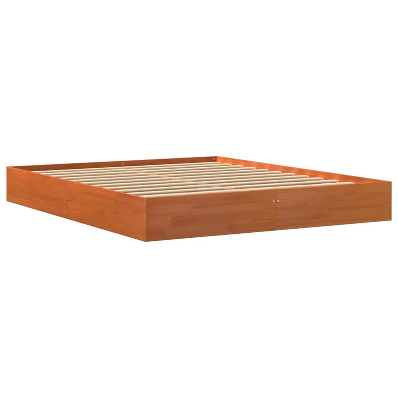 Bed Frame without Mattress Wax Brown 150x200 cm Solid Wood Pine