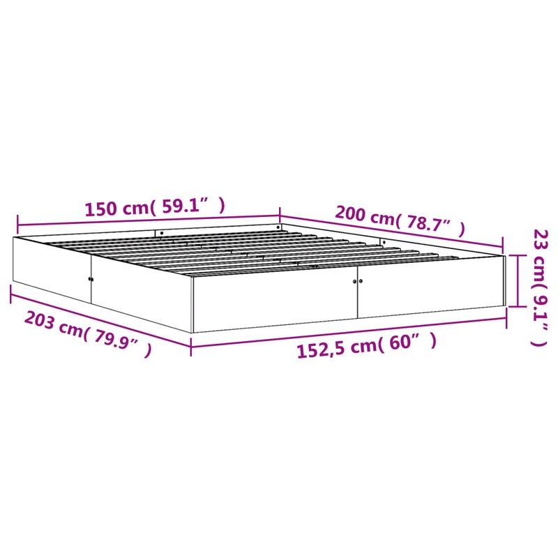 Bed Frame without Mattress Wax Brown 150x200 cm Solid Wood Pine