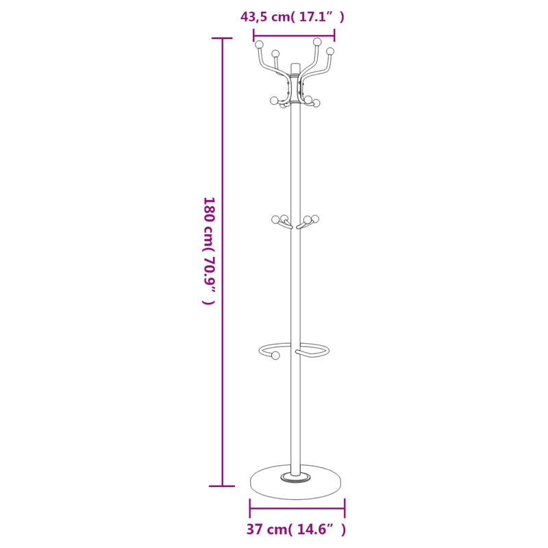 Coat Stand with Umbrella Holder Black 180 cm Powder-coated Iron