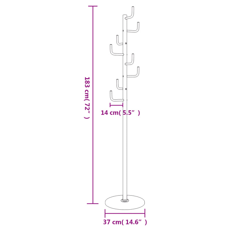 Coat Stand Black 183 cm Powder-coated Iron