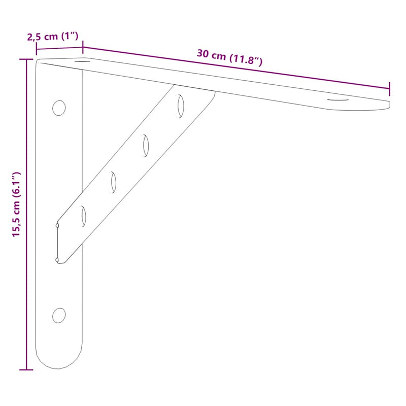Shelf Brackets 4 pcs 30x2.5x15.5 cm Silver Stainless Steel