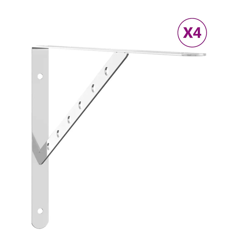 Shelf Brackets 4 pcs 40x2.5x25 cm Silver Stainless Steel