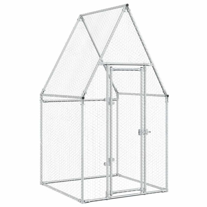 vidaXL Chicken Cage Silver 100x100x190 cm Galvanised Steel