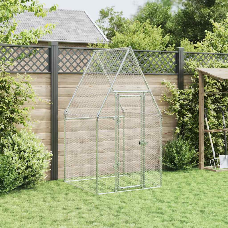 vidaXL Chicken Cage Silver 100x100x190 cm Galvanised Steel