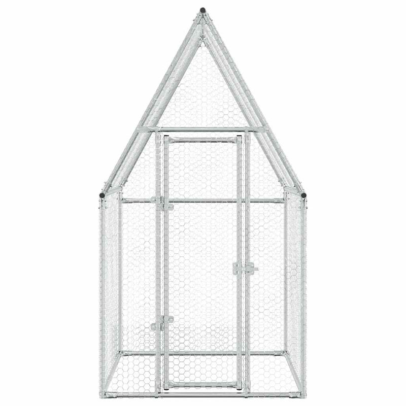 vidaXL Chicken Cage Silver 100x100x190 cm Galvanised Steel