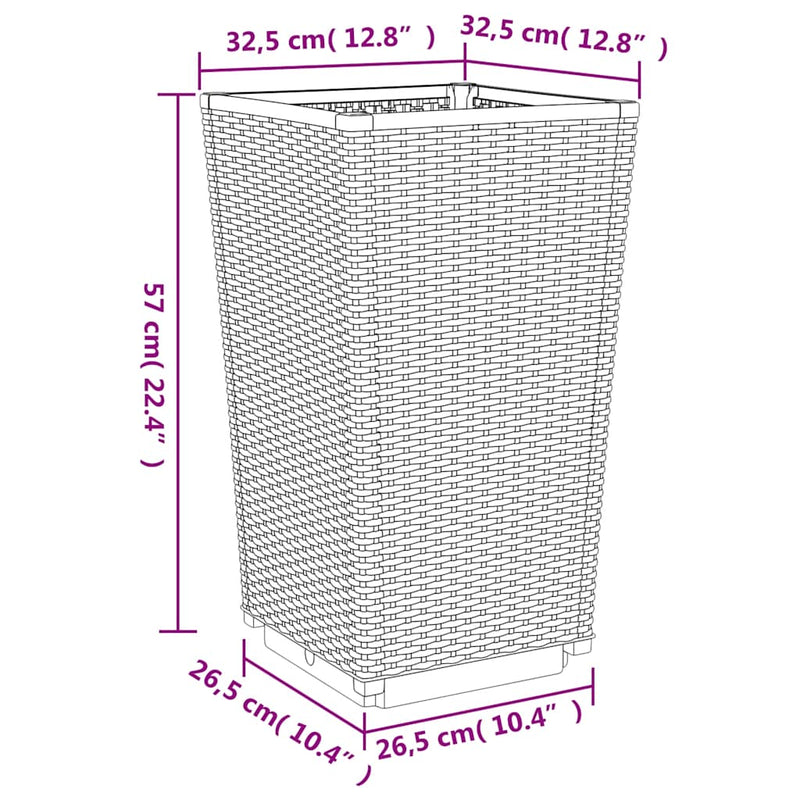 vidaXL Garden Planters 2 pcs Blue Grey 32.5x32.5x57 cm PP