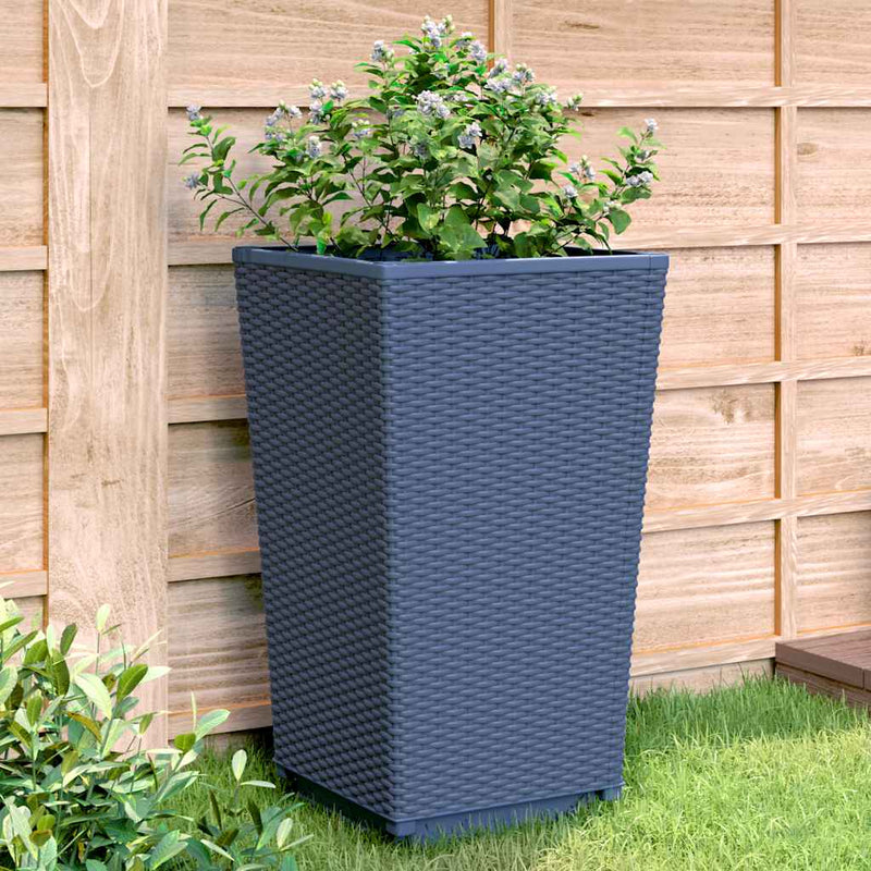 vidaXL Garden Planters 2 pcs Blue Grey 32.5x32.5x57 cm PP