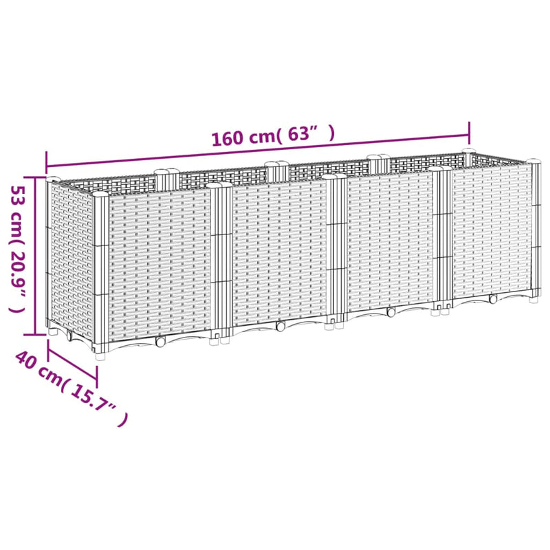 vidaXL Garden Planter Blue Grey 160x40x53 cm PP