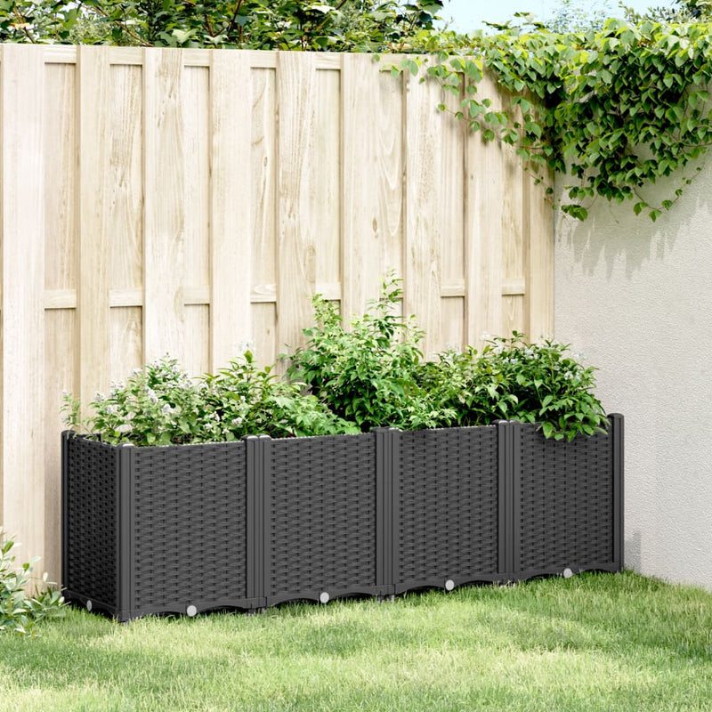 vidaXL Garden Planter Black 160x40x53 cm PP