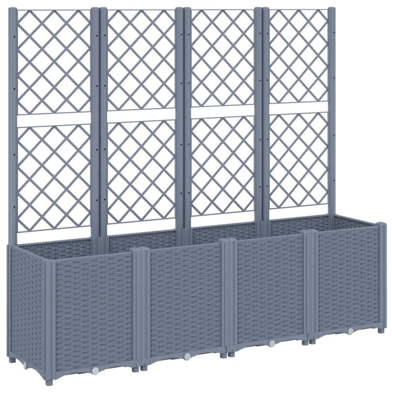 Garden Planter with Trellis Grey 160x40x140 cm PP