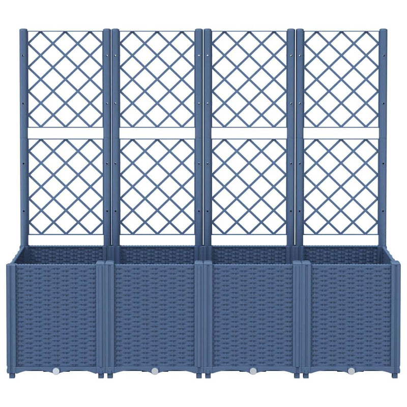 vidaXL Garden Planter with Trellis Blue Grey 160x40x140 cm PP