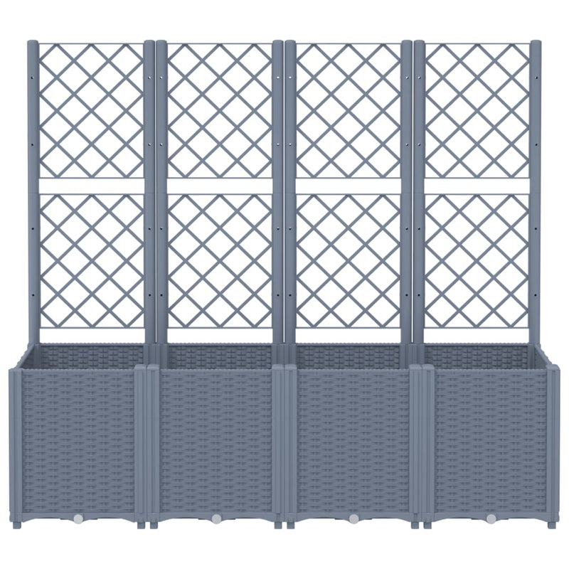 Garden Planter with Trellis Grey 160x40x140 cm PP