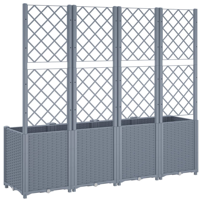 Garden Planter with Trellis Grey 160x40x140 cm PP