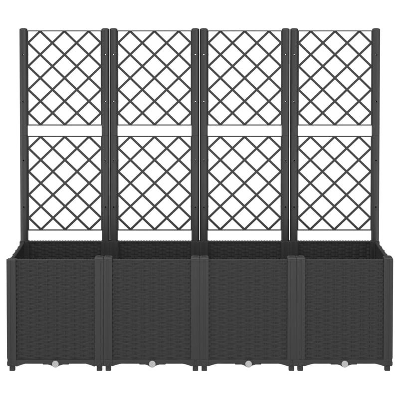 vidaXL Garden Planter with Trellis Black 160x40x140 cm PP