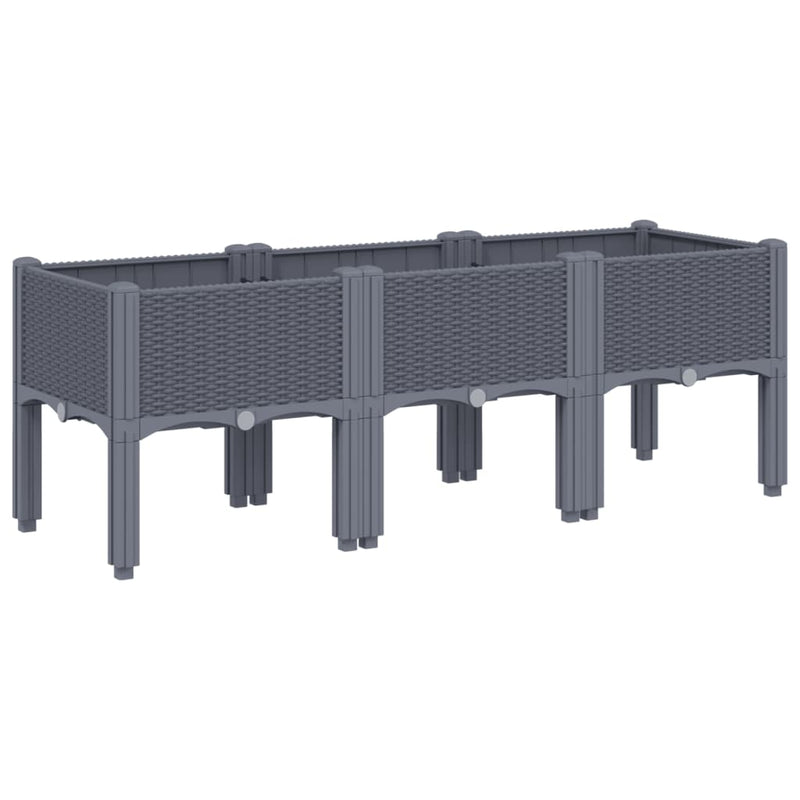 Garden Planter with Legs Grey 120x40x42 cm PP