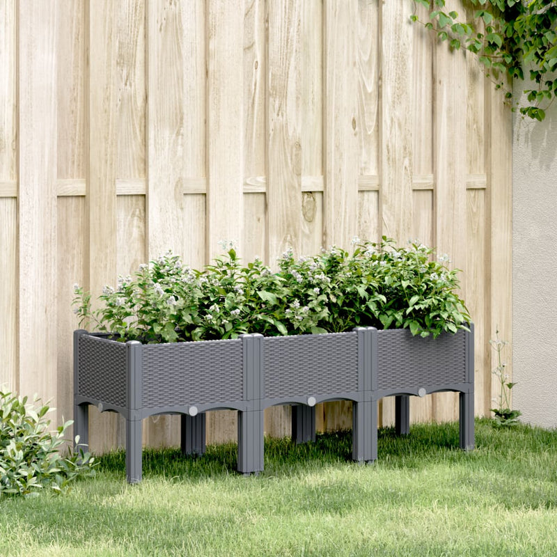 Garden Planter with Legs Grey 120x40x42 cm PP