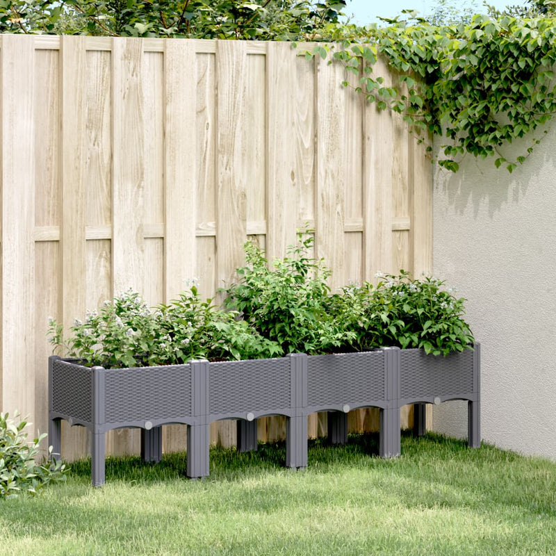 vidaXL Garden Planter with Legs Blue Grey 160x40x42 cm PP