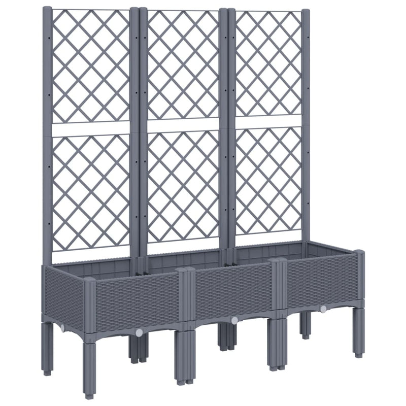 Garden Planter with Trellis Grey 120x40x142 cm PP