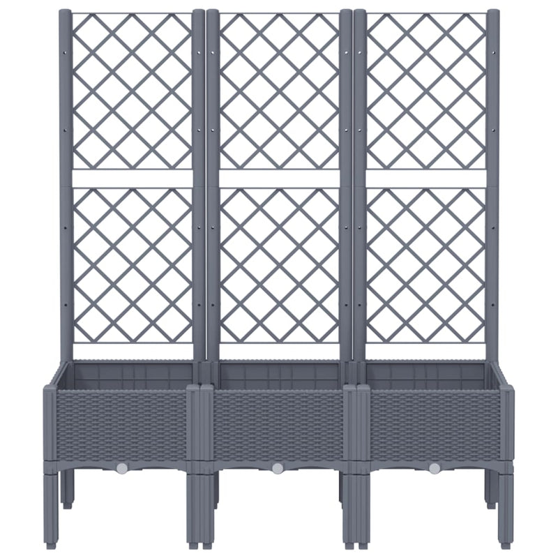 Garden Planter with Trellis Grey 120x40x142 cm PP