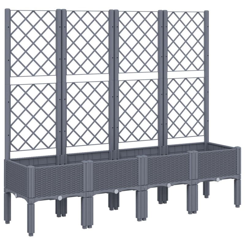 Garden Planter with Trellis Grey 160x40x142 cm PP