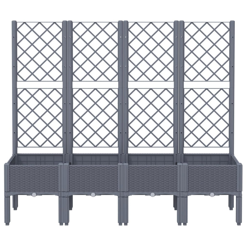 vidaXL Garden Planter with Trellis Blue Grey 160x40x142 cm PP
