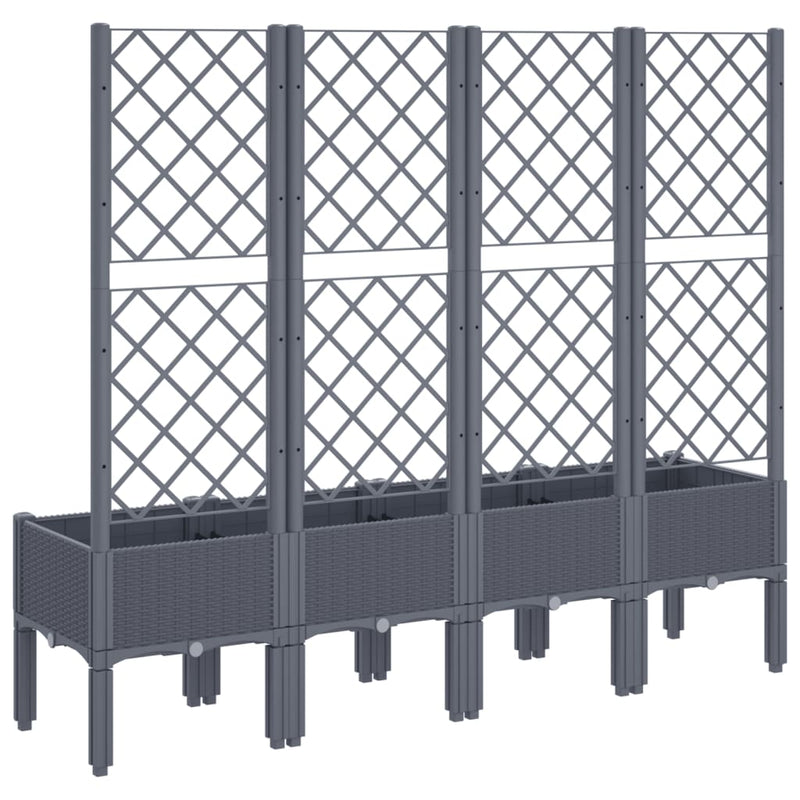 Garden Planter with Trellis Grey 160x40x142 cm PP