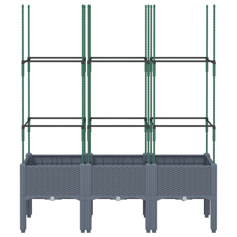 Garden Planter with Trellis Grey 120x40x142.5 cm PP