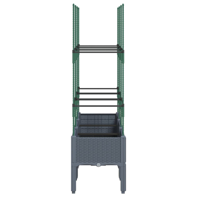 vidaXL Garden Planter with Trellis Blue Grey 120x40x142.5 cm PP