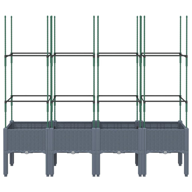 vidaXL Garden Planter with Trellis Blue Grey 160x40x142.5 cm PP
