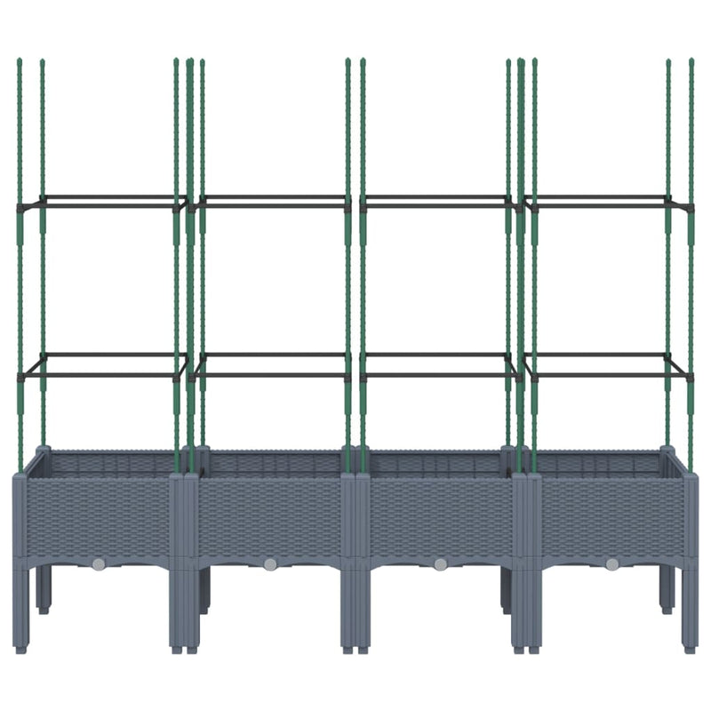 Garden Planter with Trellis Grey 160x40x142.5 cm PP