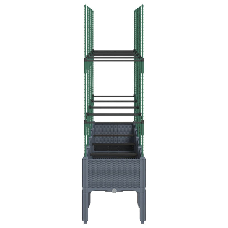 vidaXL Garden Planter with Trellis Blue Grey 160x40x142.5 cm PP