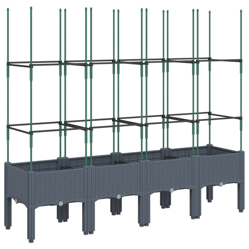 vidaXL Garden Planter with Trellis Blue Grey 160x40x142.5 cm PP