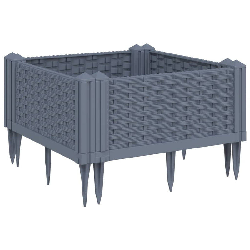 vidaXL Garden Planter with Pegs Blue Grey 42.5x42.5x28.5 cm PP