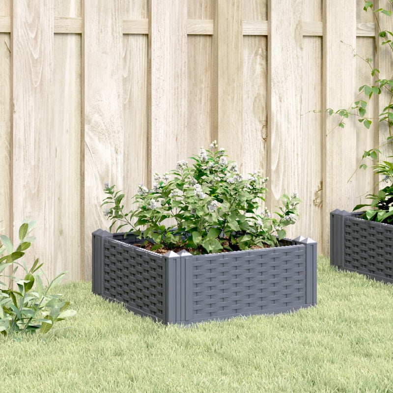 vidaXL Garden Planter with Pegs Blue Grey 42.5x42.5x28.5 cm PP